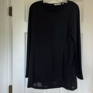 Long sleeved tunic t-shirt with split front and sheer hem